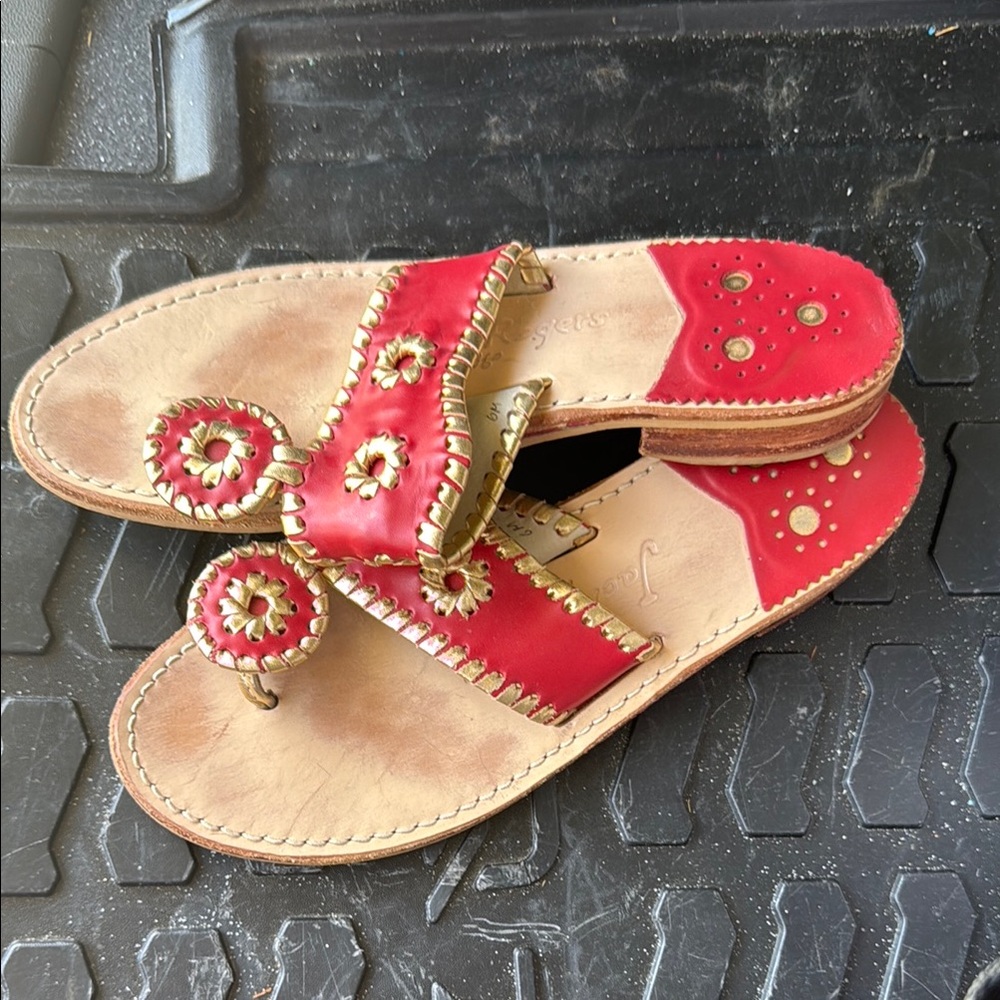 Stylish Red Leather Sandals